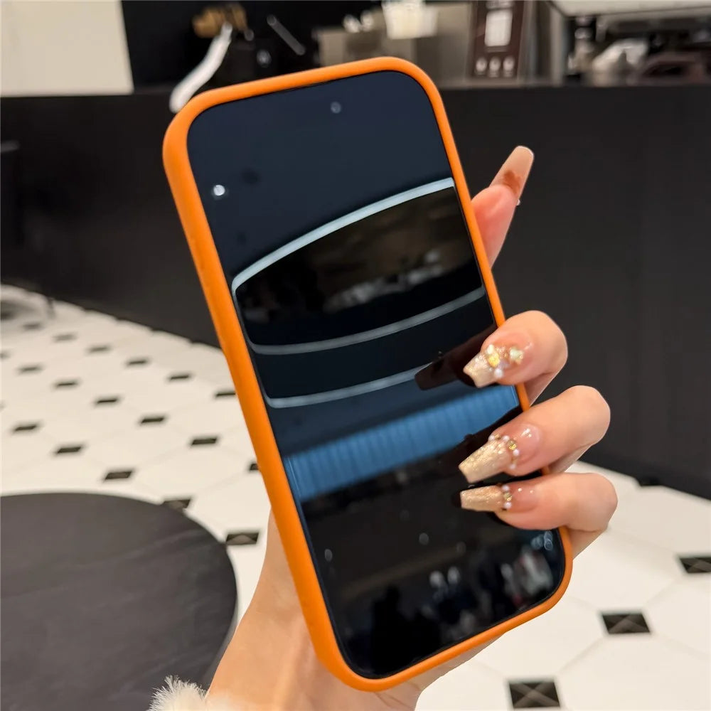 For iPhone 17 Pro Max Magnetic Case Mirror Surface TPU + PC Shockproof Phone Cover Compatible with MagSafe - Orange - 7