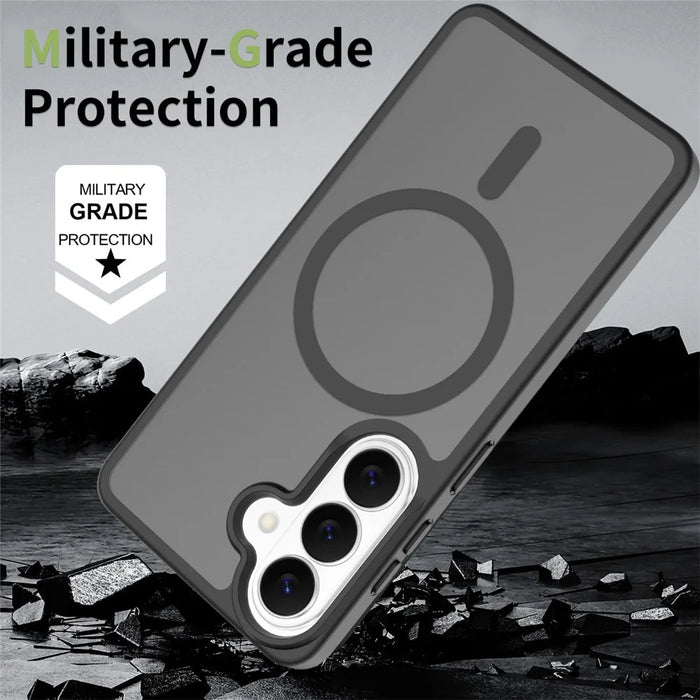 For Samsung Galaxy S26 Magnetic Case TPU Frame Acrylic Back Phone Cover Skin Touch - Black - 4