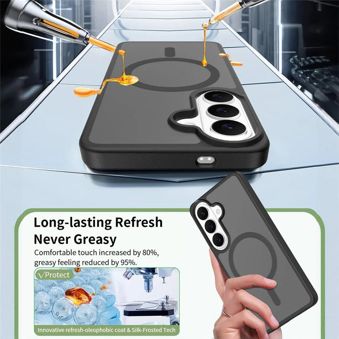For Samsung Galaxy S26 Magnetic Case TPU Frame Acrylic Back Phone Cover Skin Touch - Black - 5