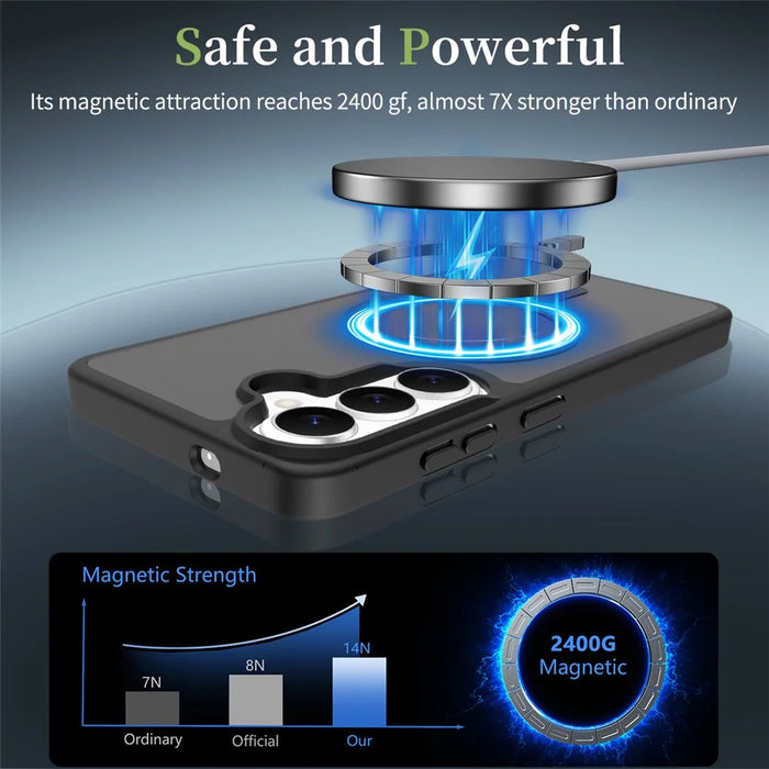 For Samsung Galaxy S26 Magnetic Case TPU Frame Acrylic Back Phone Cover Skin Touch - Black - 6