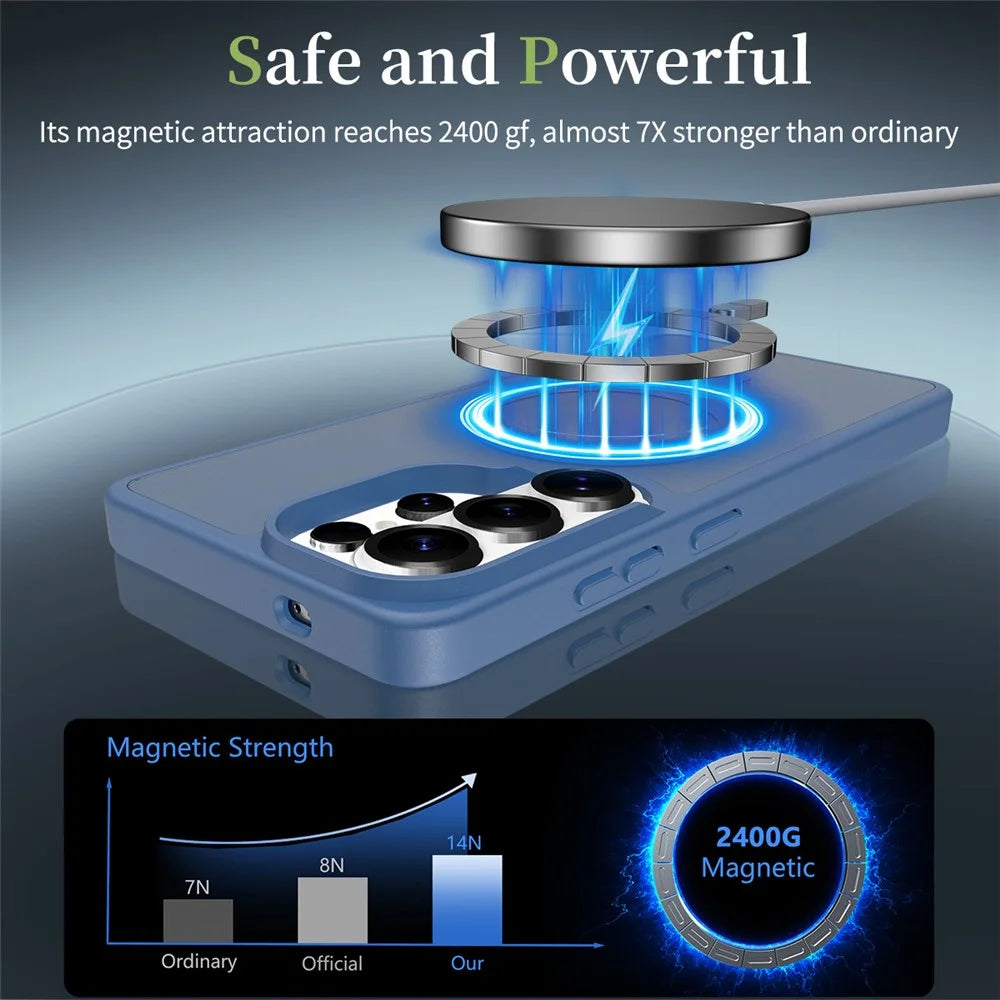 For Samsung Galaxy S26 Ultra Magnetic Case TPU Frame Acrylic Back Phone Cover Skin Touch - Blue - 6