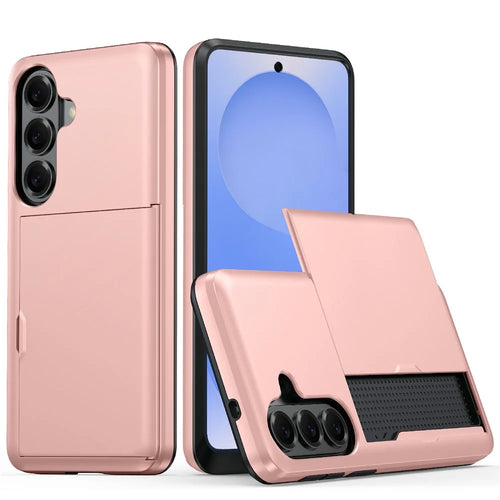 For Samsung Galaxy A57 5G Case with Card Holder TPU + PC Phone Back Cover - Rose Gold - 1