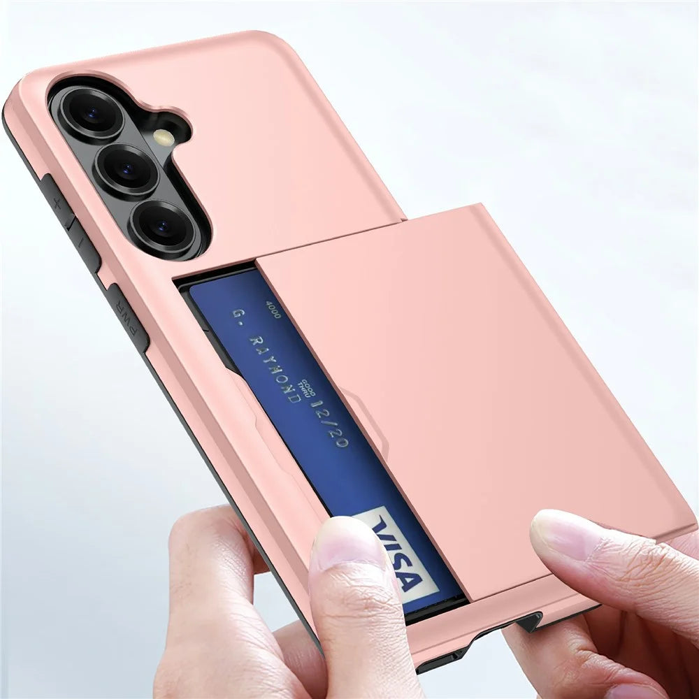 For Samsung Galaxy A57 5G Case with Card Holder TPU + PC Phone Back Cover - Rose Gold - 5