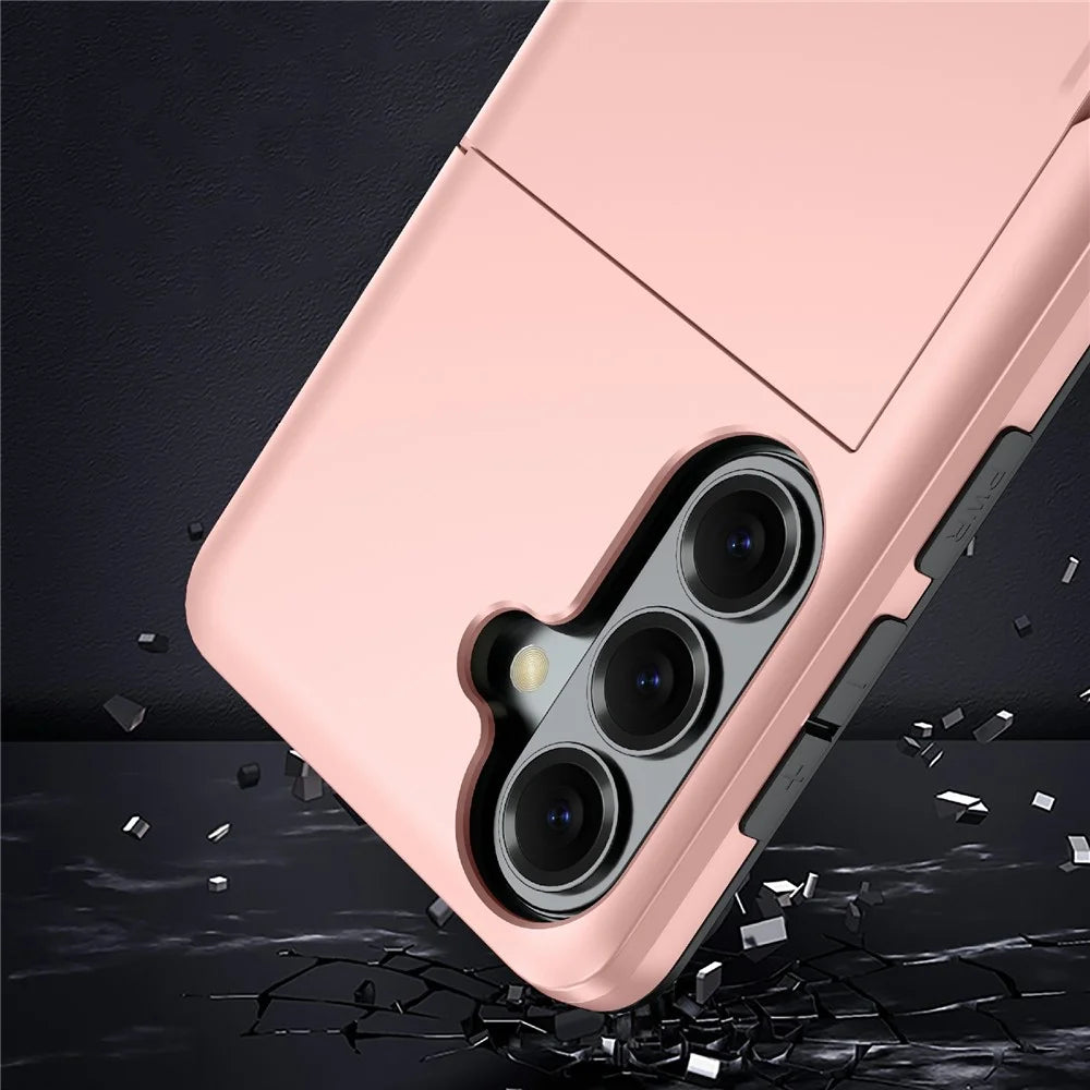 For Samsung Galaxy A57 5G Case with Card Holder TPU + PC Phone Back Cover - Rose Gold - 6
