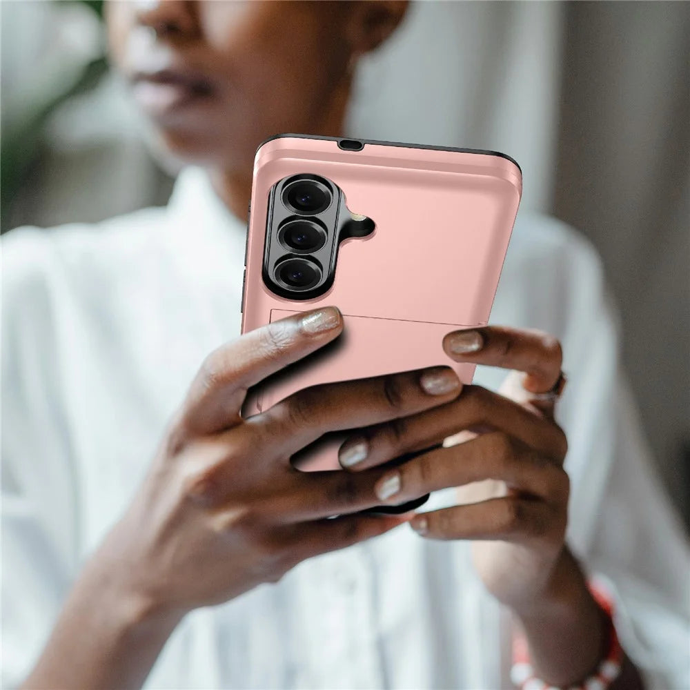 For Samsung Galaxy A57 5G Case with Card Holder TPU + PC Phone Back Cover - Rose Gold - 7