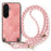 For Samsung Galaxy A57 5G Retro Leather Phone Back Cover with Adjustable Strap - Pink - 2