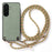 For Samsung Galaxy A57 5G Case Carbon Fiber Texture Hybrid Phone Back Cover with Adjustable Strap - Green - 2