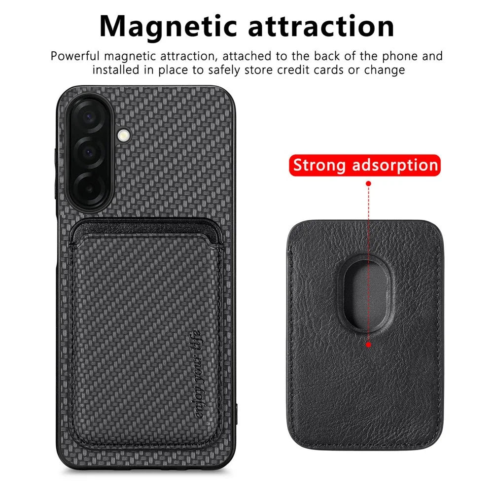 For Samsung Galaxy A57 5G Magnetic Case Detachable Card Holder Phone Back Cover - Black - 3