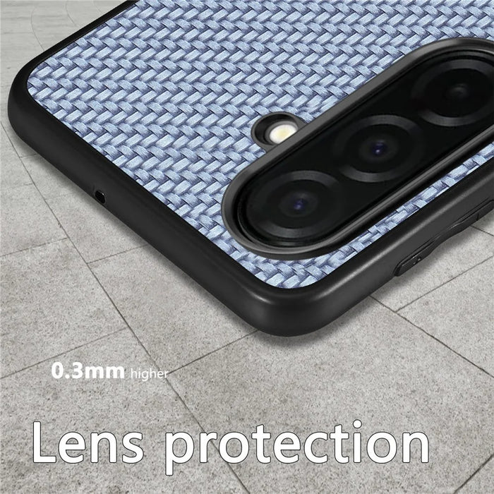 For Samsung Galaxy A57 5G Case Carbon Fiber Texture PU Leather + PC + TPU Phone Cover - Black - 6