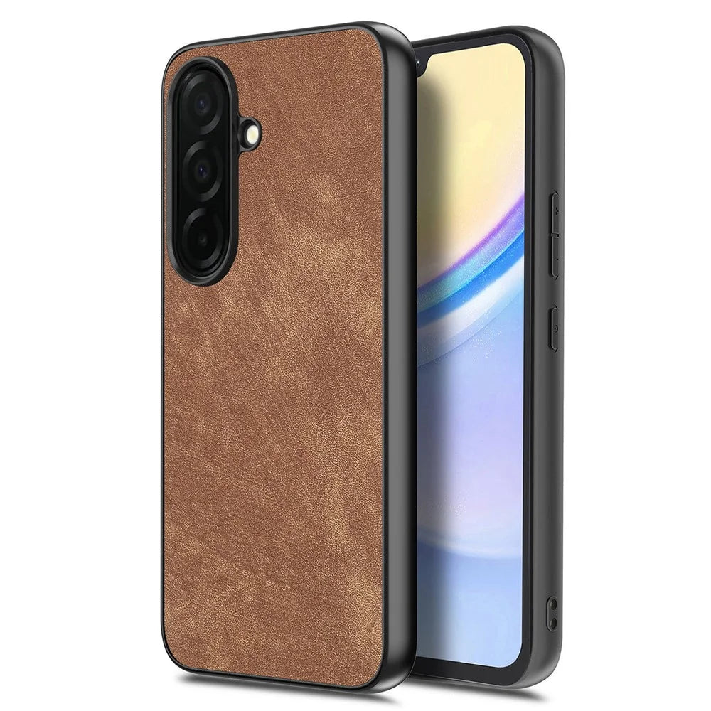 For Samsung Galaxy A57 5G Case Shockproof Slim Retro Leather Phone Back Cover - Brown - 1