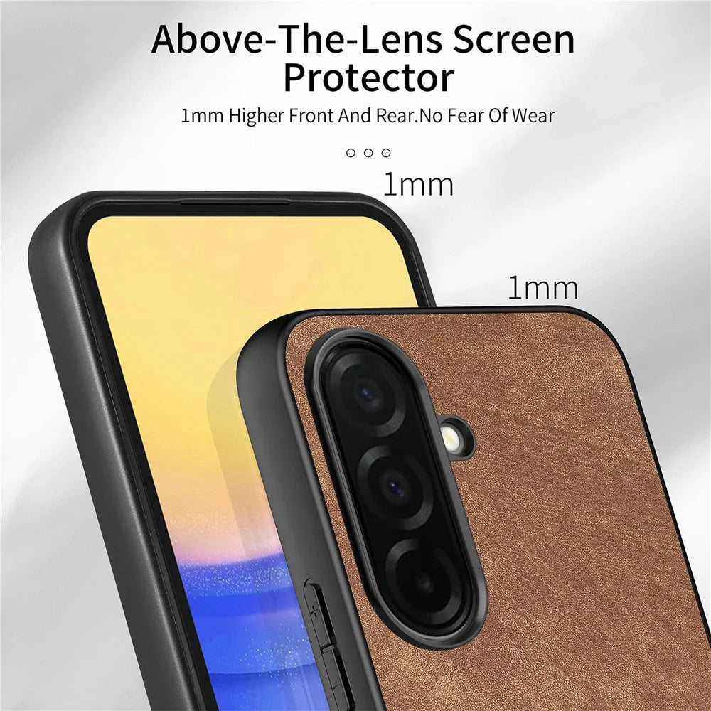 For Samsung Galaxy A57 5G Case Shockproof Slim Retro Leather Phone Back Cover - Brown - 2