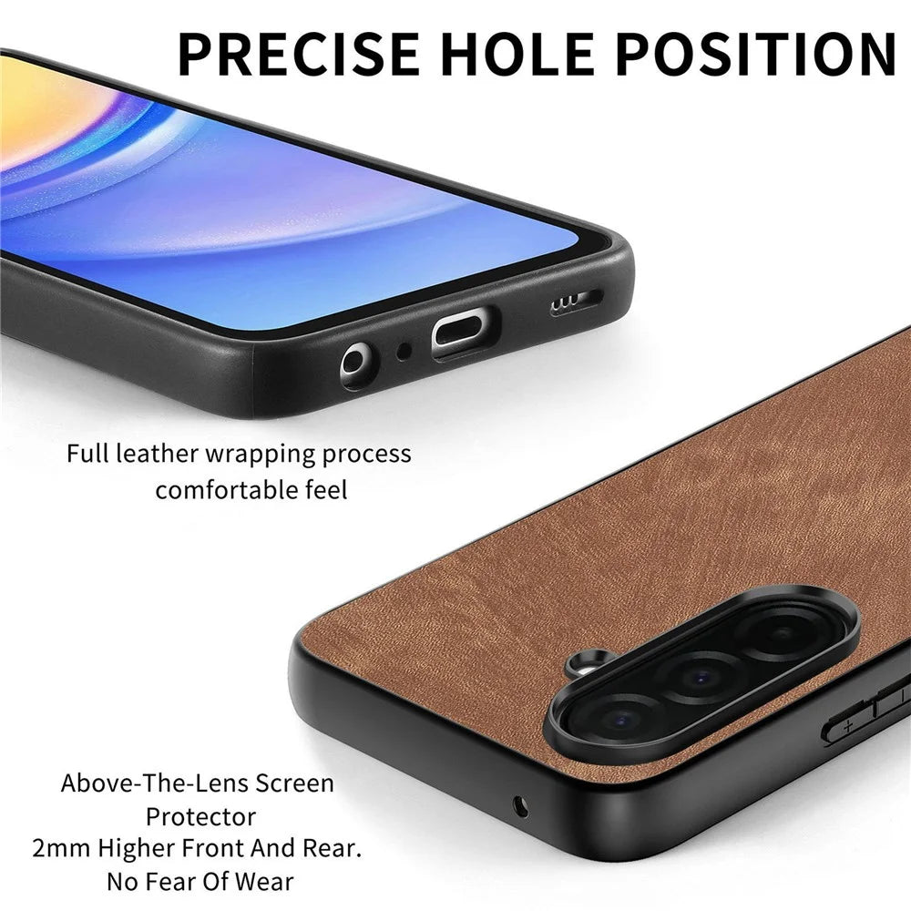 For Samsung Galaxy A57 5G Case Shockproof Slim Retro Leather Phone Back Cover - Brown - 3
