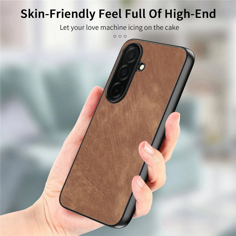 For Samsung Galaxy A57 5G Case Shockproof Slim Retro Leather Phone Back Cover - Brown - 4