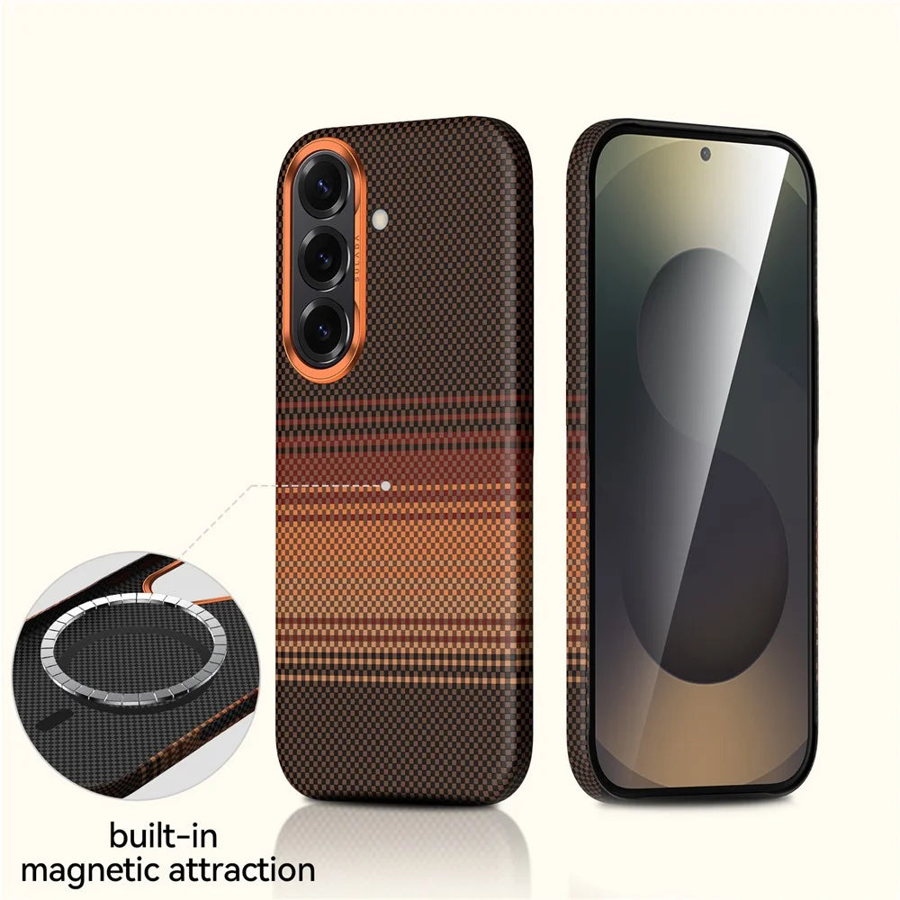 SULADA For Samsung Galaxy S26 Magnetic Case Shockproof Hard PC Phone Back Cover - Orange - 2