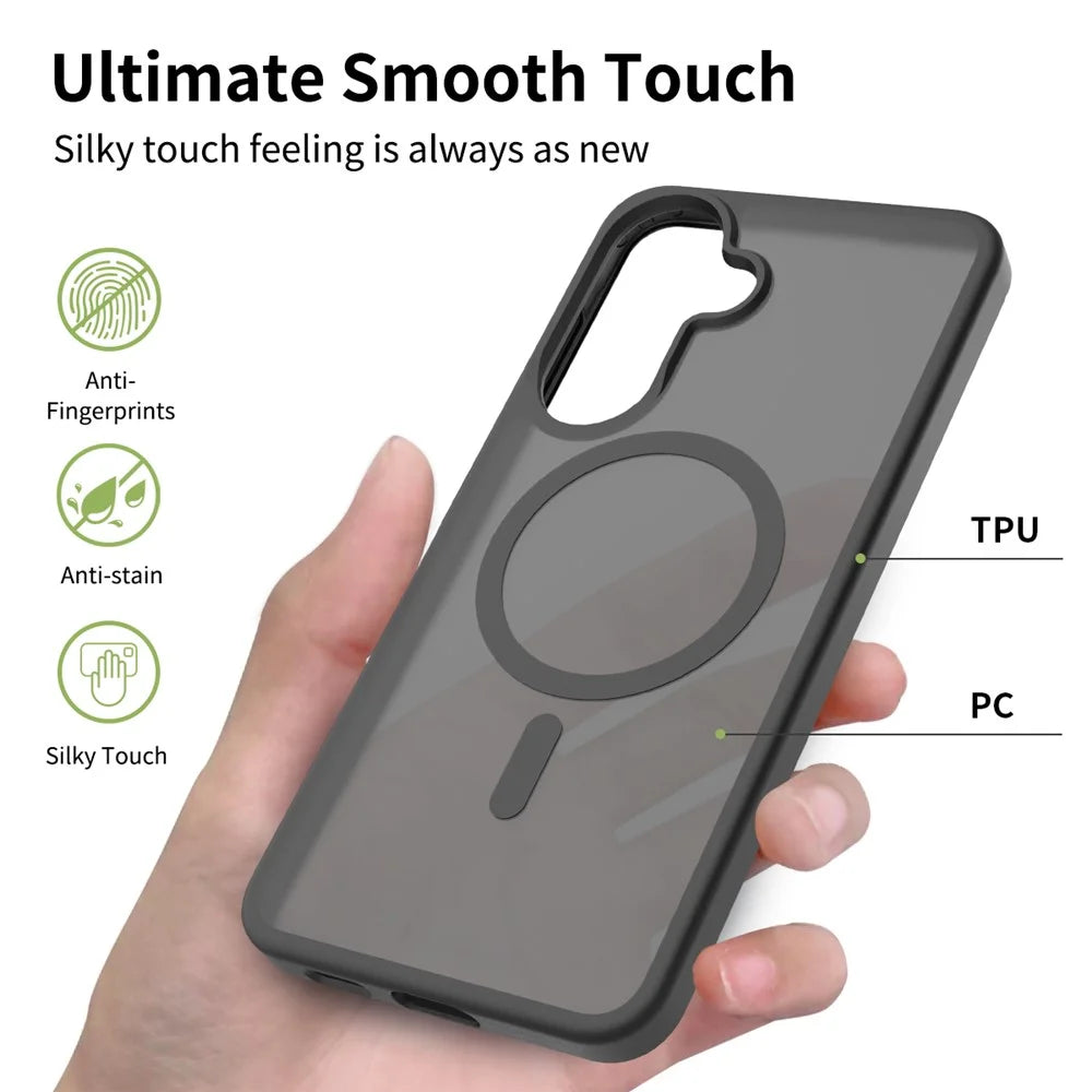 For Samsung Galaxy A57 5G Magnetic Case TPU Frame Acrylic Back Phone Cover Skin Touch - Black - 2