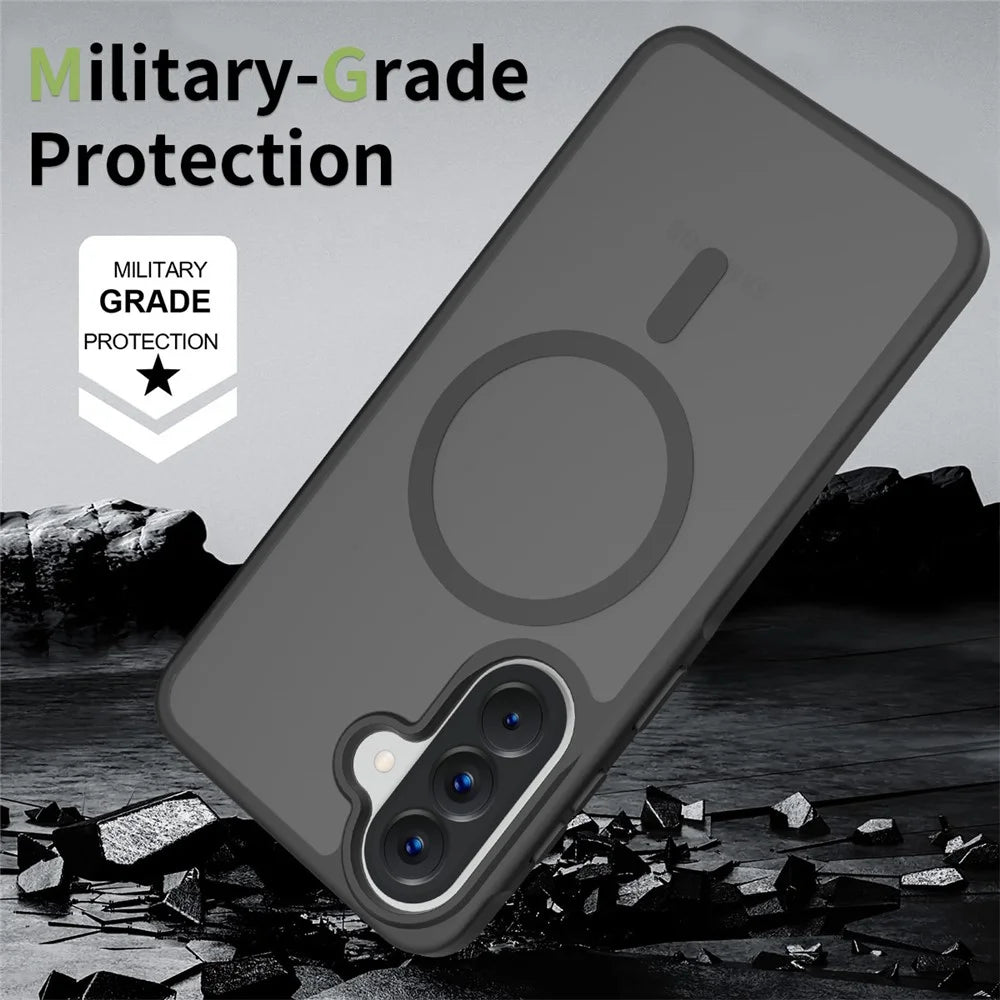 For Samsung Galaxy A57 5G Magnetic Case TPU Frame Acrylic Back Phone Cover Skin Touch - Black - 4