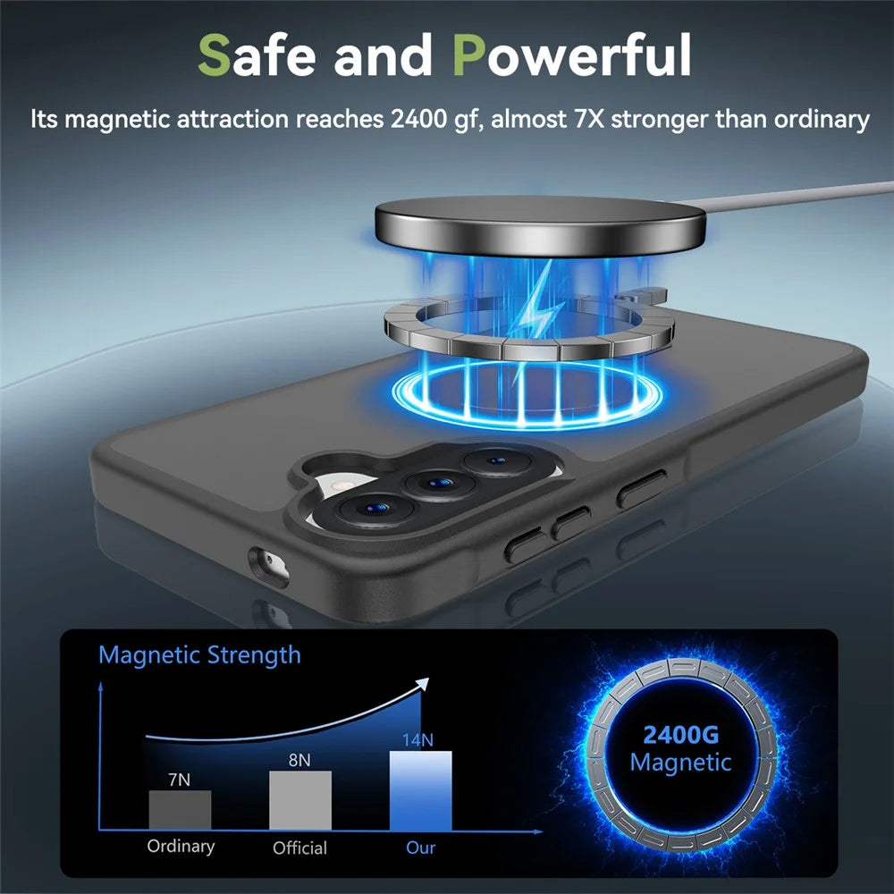 For Samsung Galaxy A57 5G Magnetic Case TPU Frame Acrylic Back Phone Cover Skin Touch - Black - 6