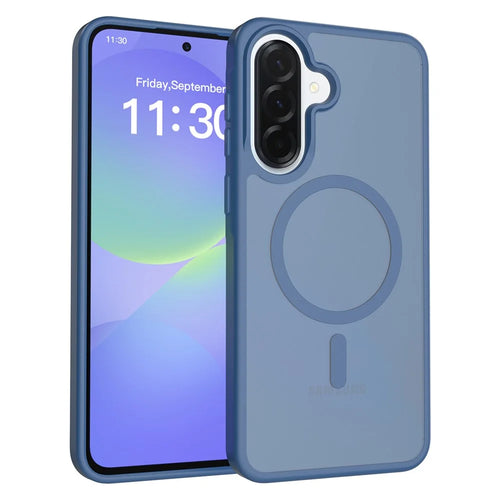 For Samsung Galaxy A37 5G Magnetic Case TPU Frame Acrylic Back Phone Cover Skin Touch - Blue - 1