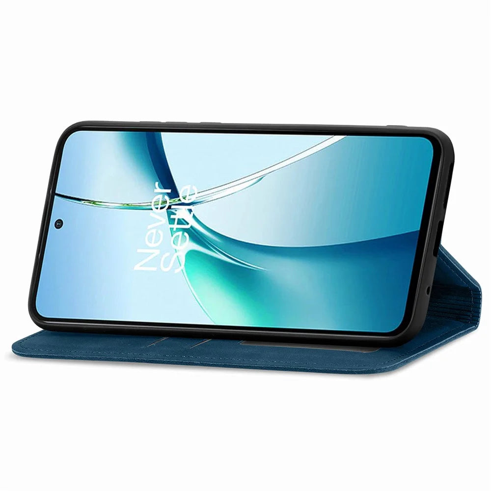For Samsung Galaxy A57 5G Leather Case with Card Holder Magnetic Absorption Phone Cover - Dark Blue - 3