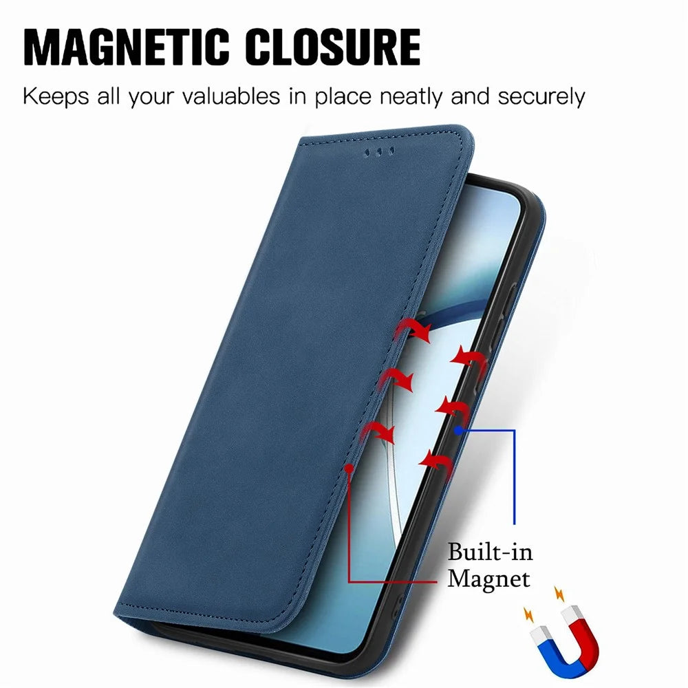 For Samsung Galaxy A57 5G Leather Case with Card Holder Magnetic Absorption Phone Cover - Dark Blue - 4