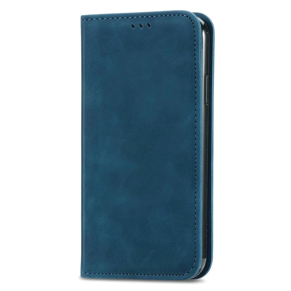 For Samsung Galaxy A57 5G Leather Case with Card Holder Magnetic Absorption Phone Cover - Dark Blue - 7