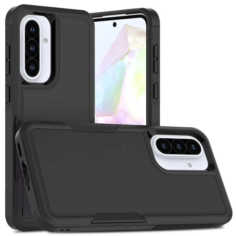 For Samsung Galaxy A37 5G Case 2 in 1 PC + TPU Shockproof Phone Cover - Black - 1