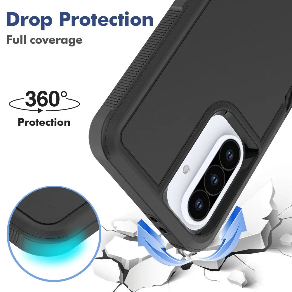 For Samsung Galaxy A37 5G Case 2 in 1 PC + TPU Shockproof Phone Cover - Black - 3