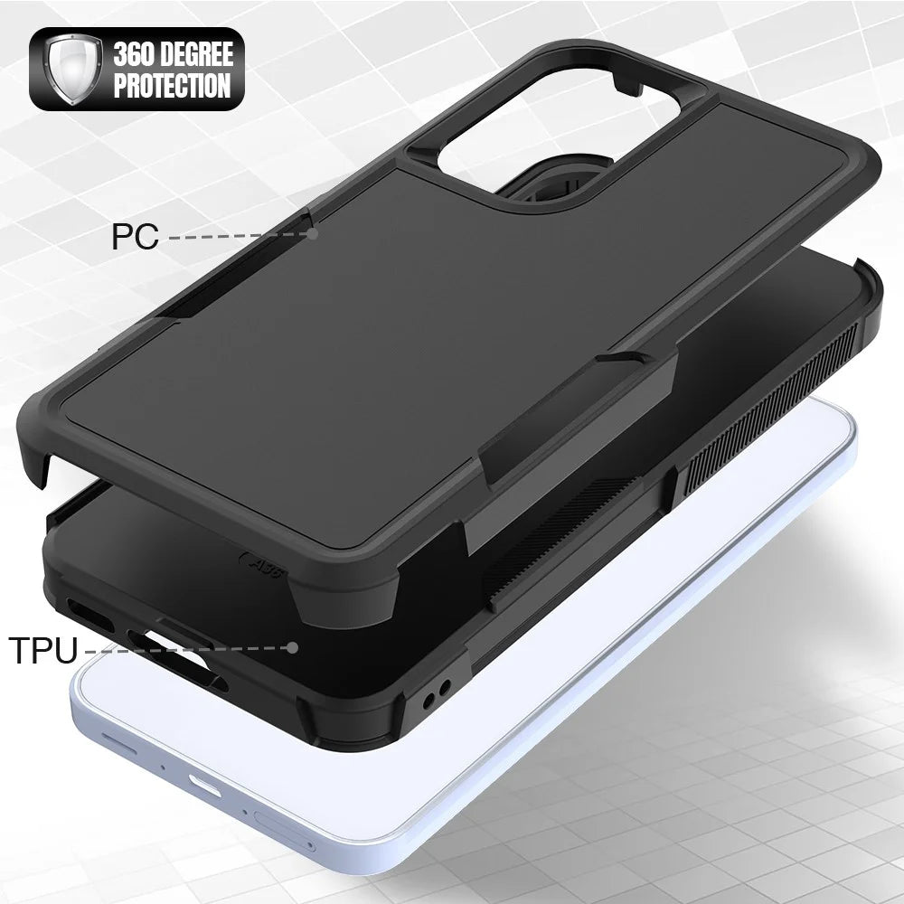 For Samsung Galaxy A37 5G Case 2 in 1 PC + TPU Shockproof Phone Cover - Black - 4