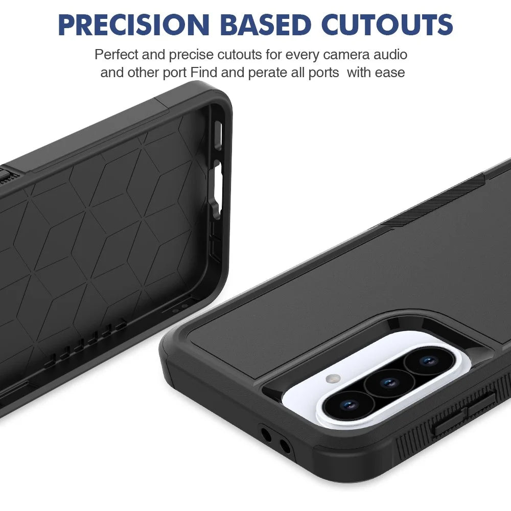 For Samsung Galaxy A37 5G Case 2 in 1 PC + TPU Shockproof Phone Cover - Black - 5