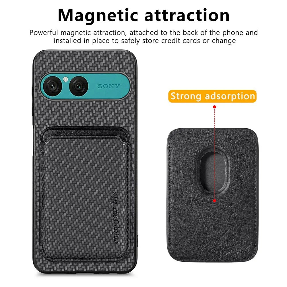 For Sony Xperia 10 VII Magnetic Case Detachable Card Holder Phone Back Cover - Black - 2