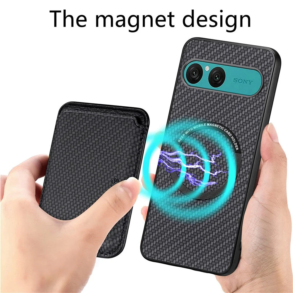 For Sony Xperia 10 VII Magnetic Case Detachable Card Holder Phone Back Cover - Black - 3