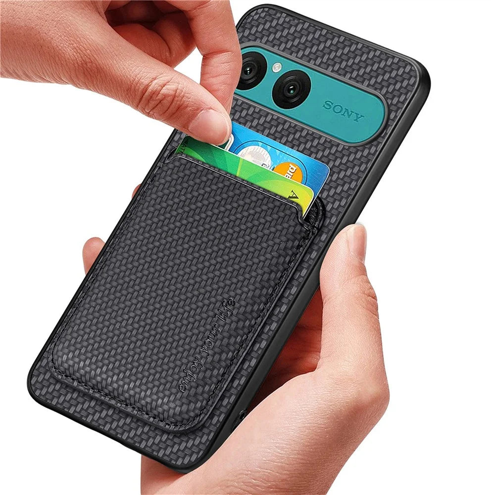 For Sony Xperia 10 VII Magnetic Case Detachable Card Holder Phone Back Cover - Black - 4