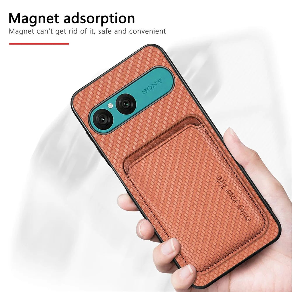 For Sony Xperia 10 VII Magnetic Case Detachable Card Holder Phone Back Cover - Black - 5