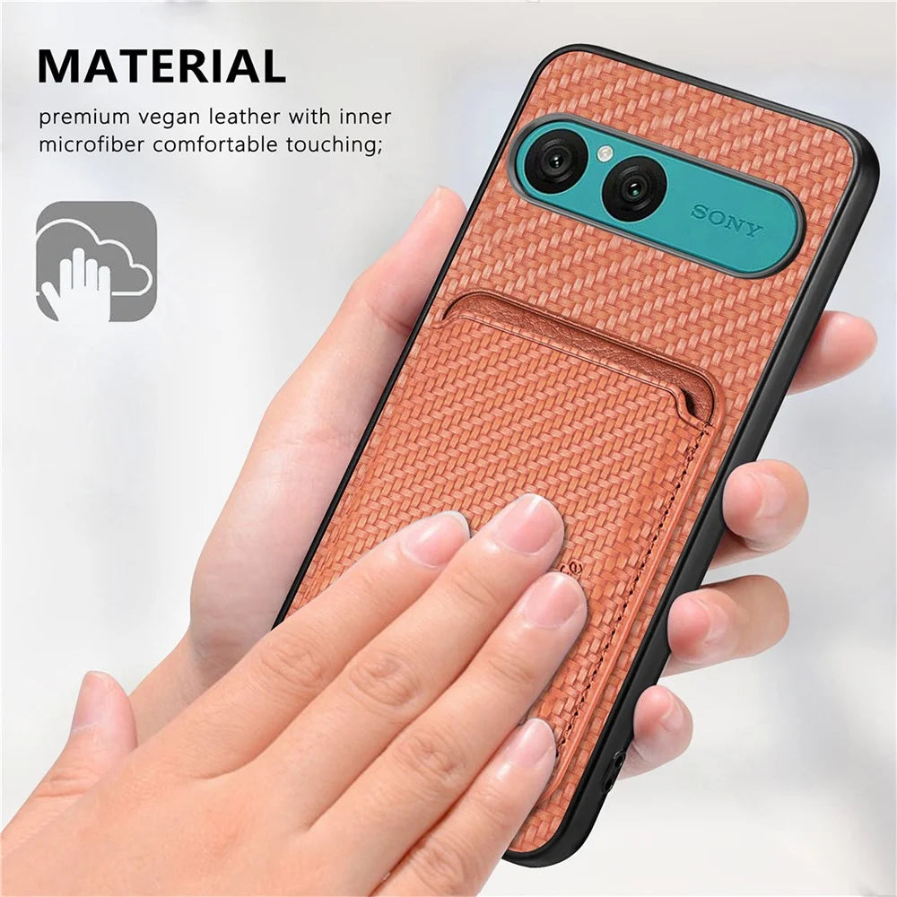 For Sony Xperia 10 VII Magnetic Case Detachable Card Holder Phone Back Cover - Black - 6