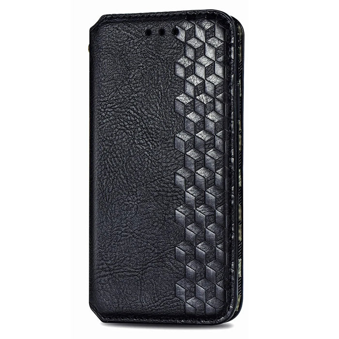 For Samsung Galaxy A37 5G Case Rhombus Imprint PU Leather Wallet Phone Cover - Black - 7