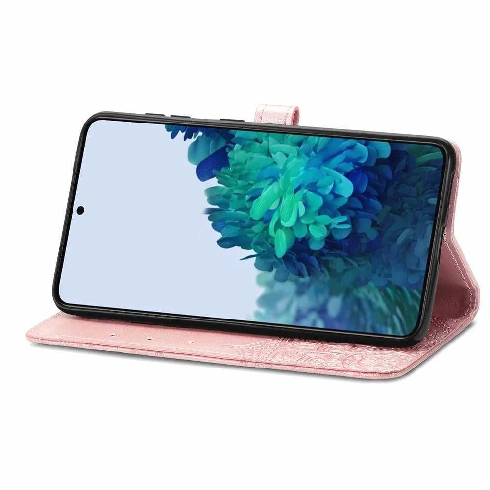 For Samsung Galaxy A57 5G Wallet Case Mandala Flower Leather Phone Cover Stand - Rose Gold - 3