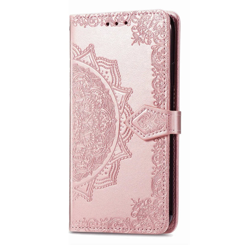 For Samsung Galaxy A57 5G Wallet Case Mandala Flower Leather Phone Cover Stand - Rose Gold - 7