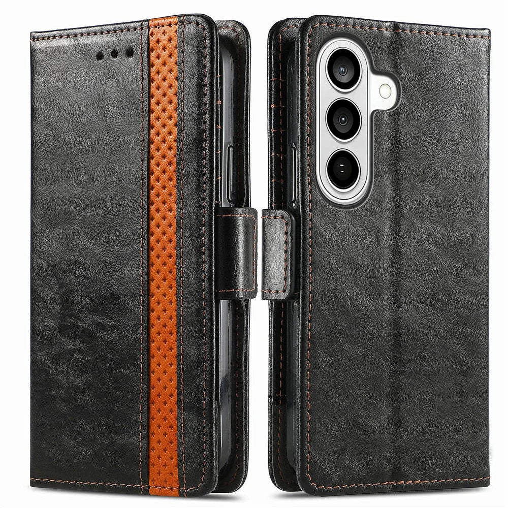 CASENEO For Samsung Galaxy A57 5G Phone Cases PU Leather Cover Stand with RFID Blocking Wallet - Black - 1