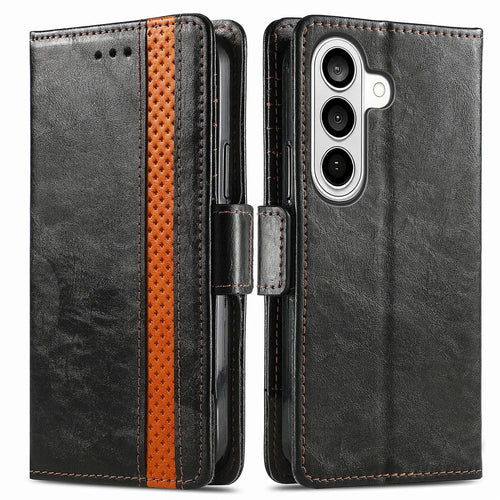 CASENEO For Samsung Galaxy A57 5G Phone Cases PU Leather Cover Stand with RFID Blocking Wallet - Black - 1
