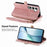 For Samsung Galaxy A57 5G Case Zipper Wallet Geometry Lines Leather Phone Cover with Strap - Pink - 3