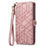For Samsung Galaxy A57 5G Case Zipper Wallet Geometry Lines Leather Phone Cover with Strap - Pink - 5