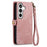 For Samsung Galaxy A57 5G Case Zipper Wallet Geometry Lines Leather Phone Cover with Strap - Pink - 7