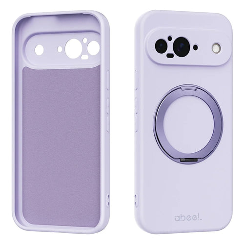 ABEEL For Google Pixel 9 Magnetic Case Kickstand Skin Touch Liquid Silicone Phone Cover - Purple - 1