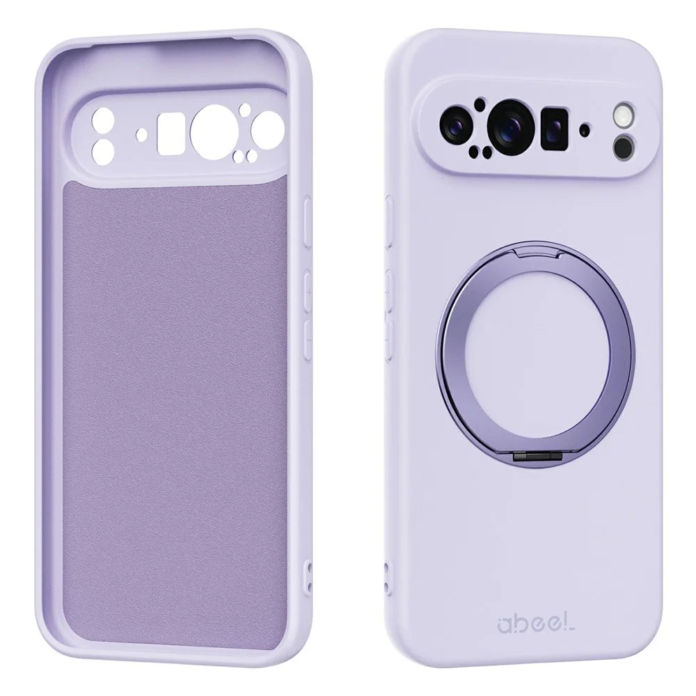 ABEEL For Google Pixel 9 Pro Magnetic Case Kickstand Skin Touch Liquid Silicone Phone Cover - Purple - 1