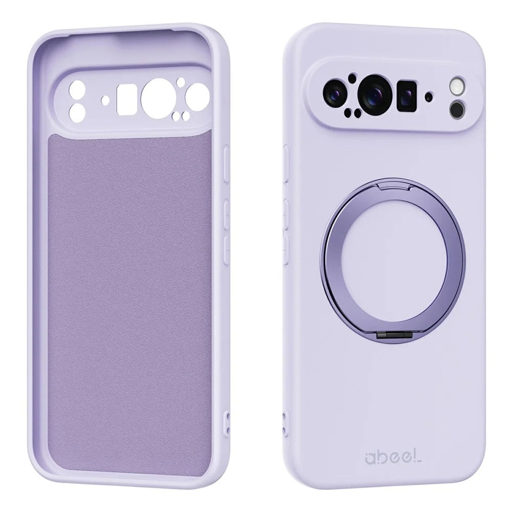 ABEEL For Google Pixel 9 Pro XL Magnetic Case Kickstand Skin Touch Liquid Silicone Phone Cover - Purple - 1