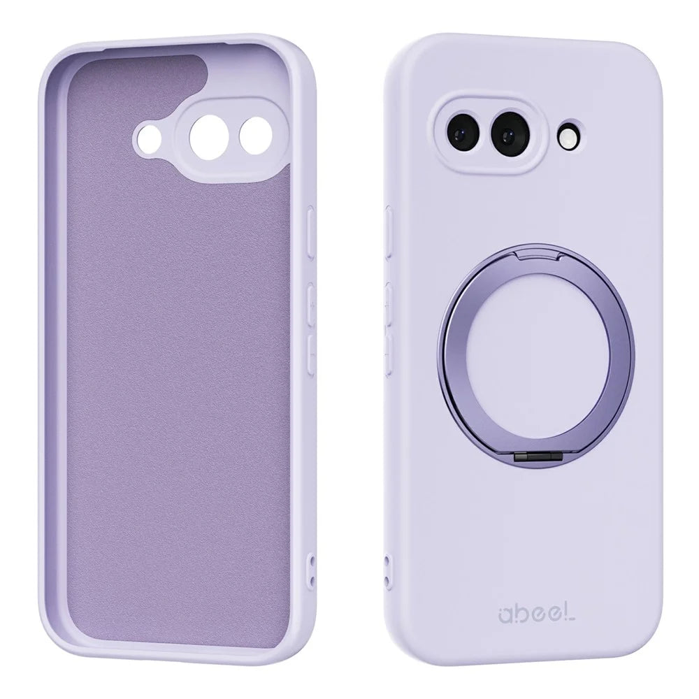 ABEEL For Google Pixel 9a Magnetic Case Kickstand Skin Touch Liquid Silicone Phone Cover - Purple - 1