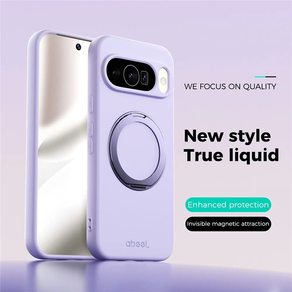 ABEEL For Google Pixel 10  /  10 Pro Magnetic Case Kickstand Skin Touch Liquid Silicone Phone Cover - Purple - 2