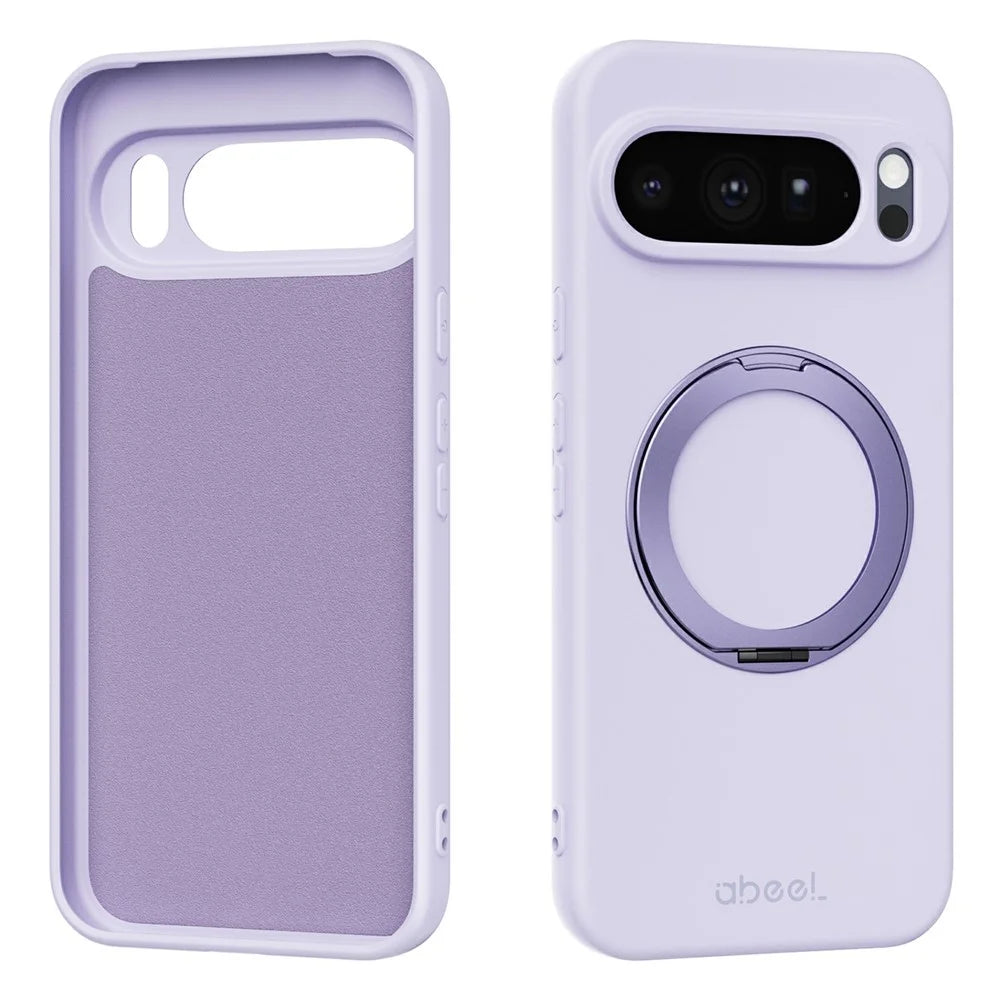 ABEEL For Google Pixel 10 Pro XL Magnetic Case Kickstand Skin Touch Liquid Silicone Phone Cover - Purple - 1