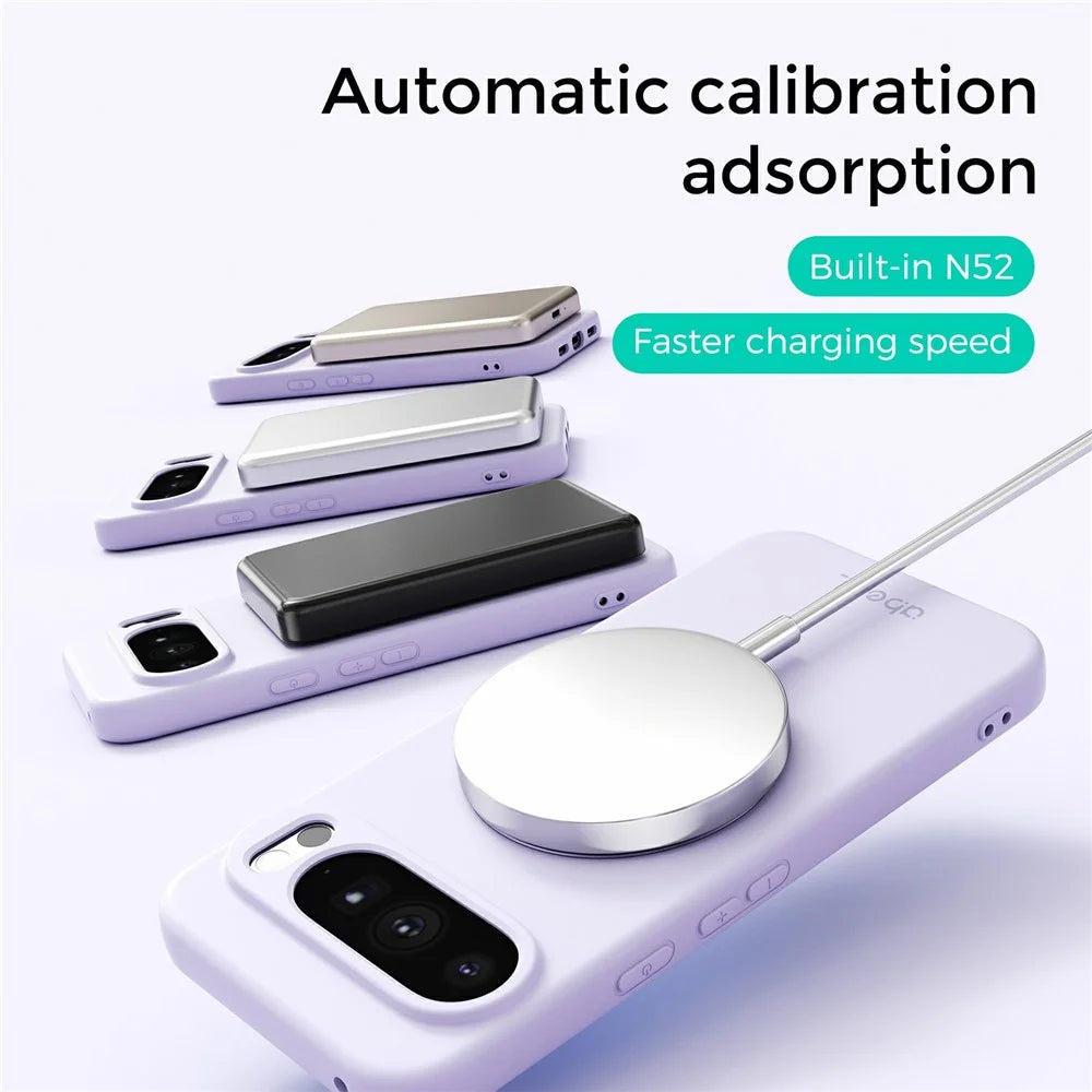 ABEEL For Google Pixel 10 Pro XL Magnetic Case Kickstand Skin Touch Liquid Silicone Phone Cover - Purple - 7