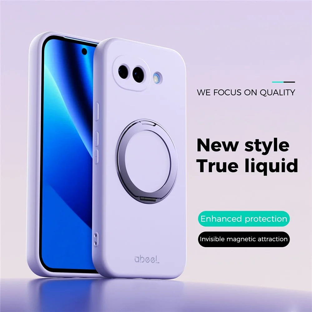 ABEEL For Google Pixel 10a Magnetic Case Kickstand Skin Touch Liquid Silicone Phone Cover - Purple - 2